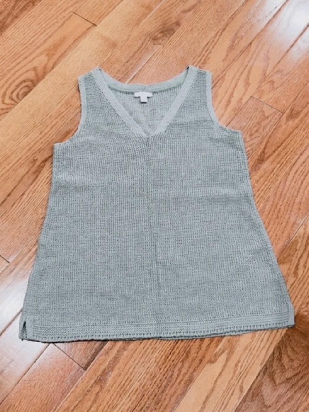 J. Jill Sage Green V-Neck Knit Sweater Vest Sleeveless‎ Top Petite Small